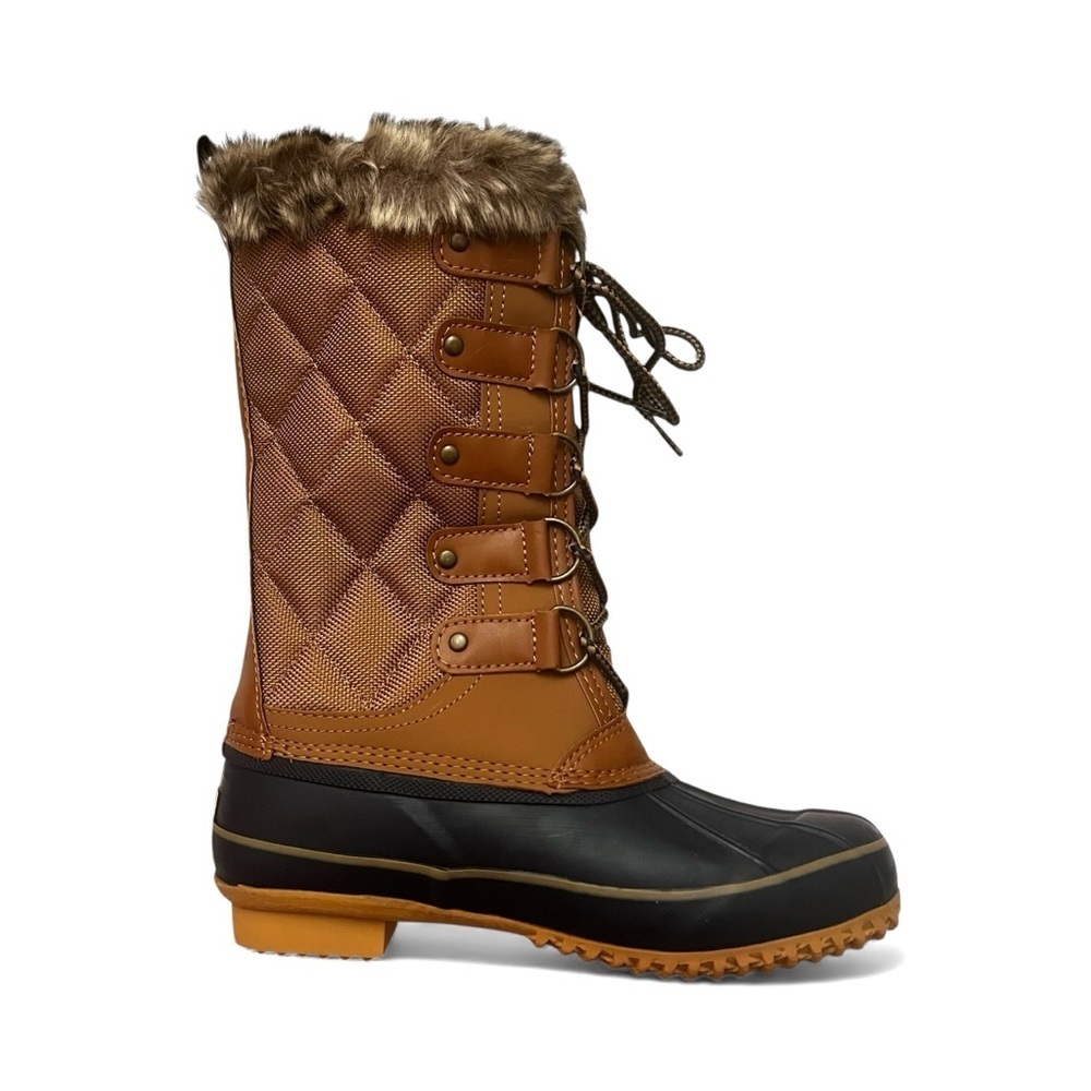 Sporto Deal Tan Navy Waterproof Lace-up Tall Duck Boots Women Size US 6 Gorpcore - Picture 3 of 9